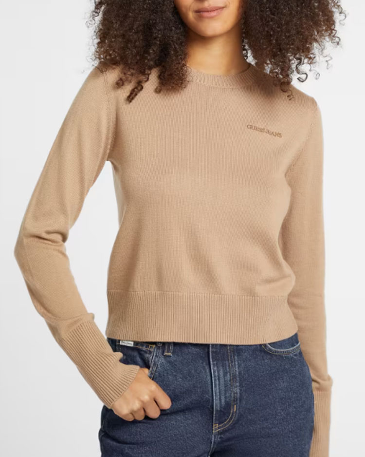 סוודר לוגו בתערובת משי וצמר WOMEN'S GUESS